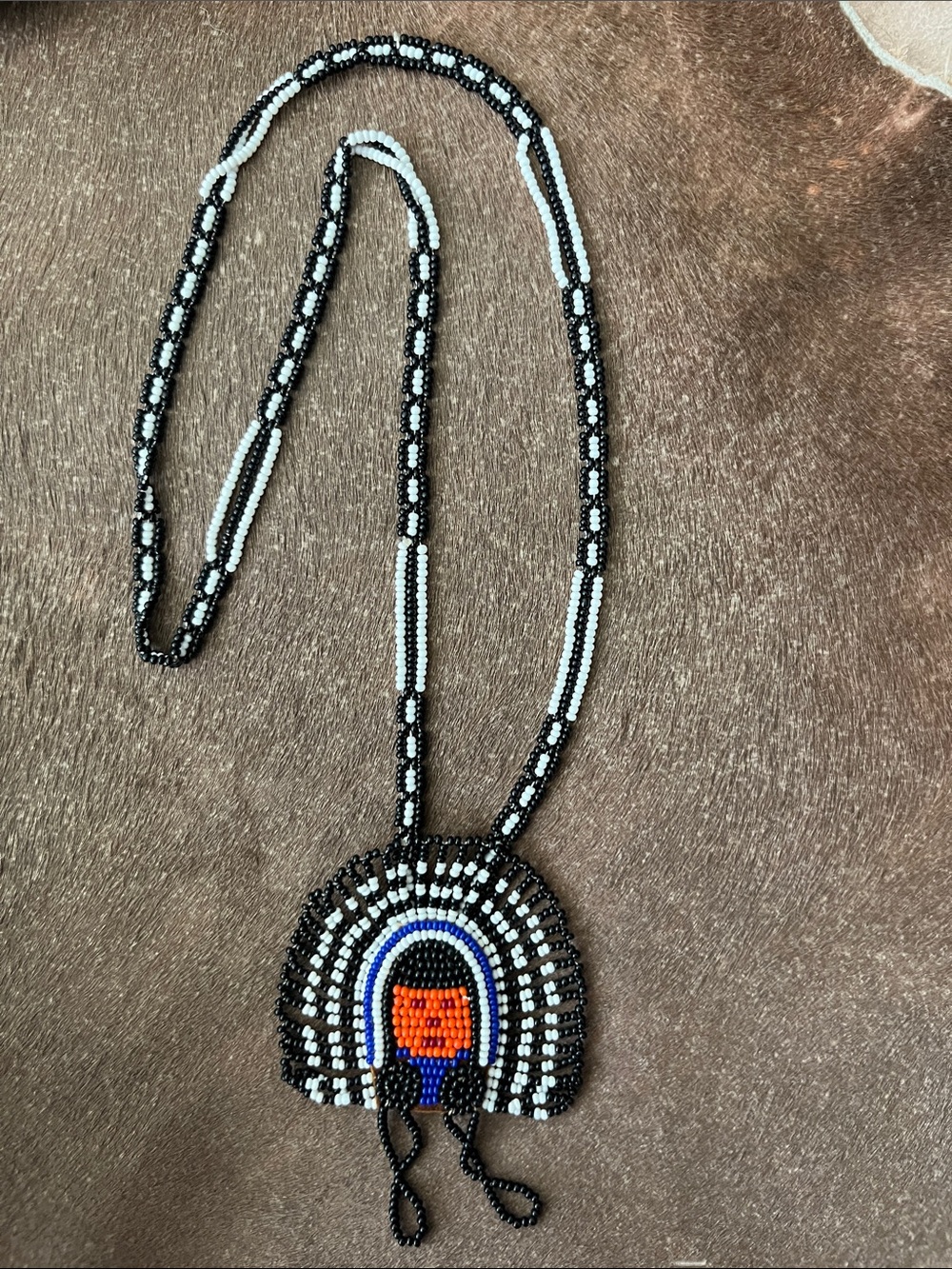 VTG Native American Style Beaded Necklace Chief Headdress Medallion Necklace - Picture 7 of 7